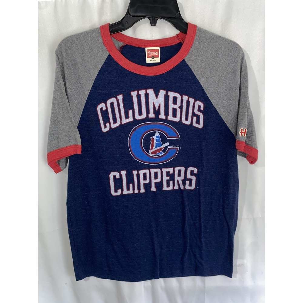 Homage Columbus Clippers MILB Baseball Ringer T Shirt Small